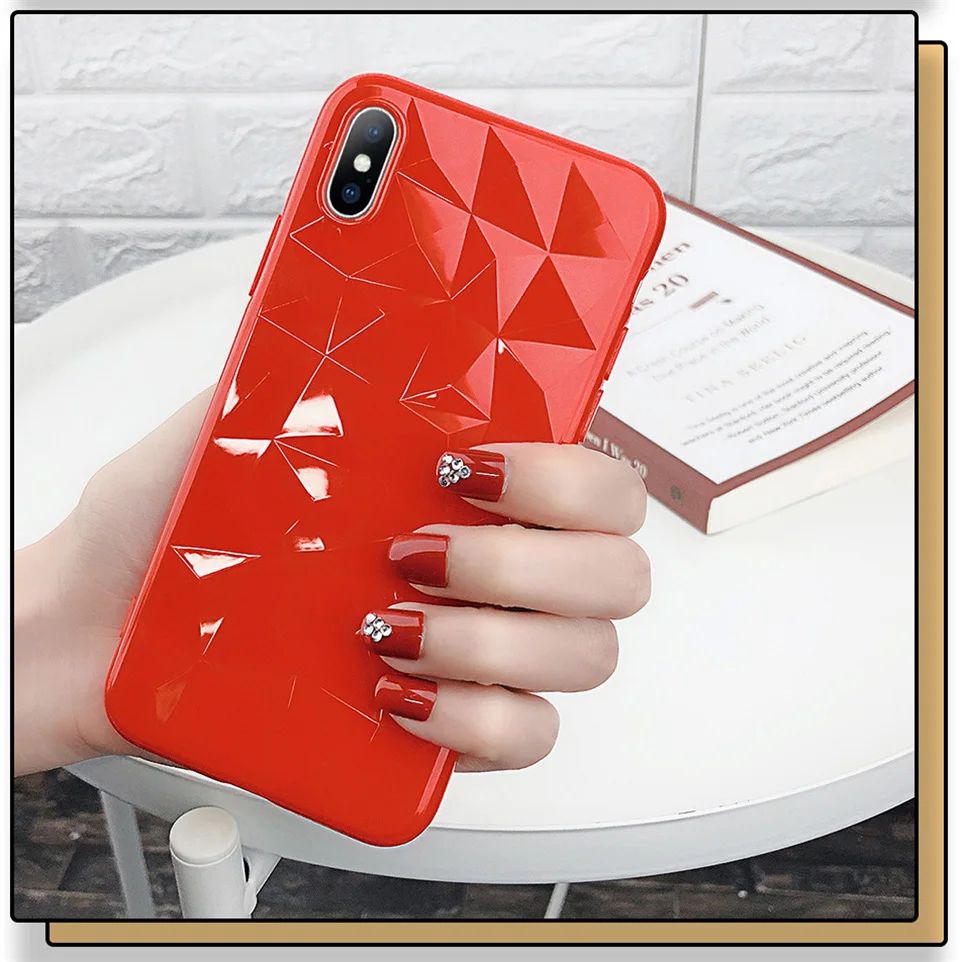Lovebay чехол для телефона для iPhone 6 6s 7 8 Plus X XR XS Max модные яркие цвета 3D Алмазная текстура мягкий ТПУ чехол для телефона