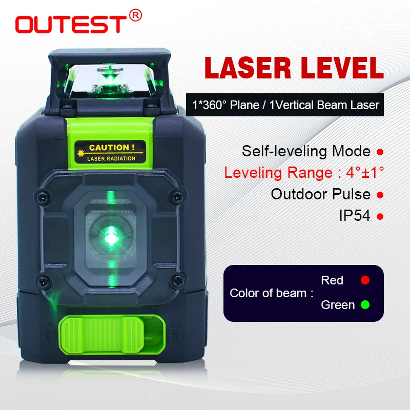 OUTEST Green Laser Level Self-Leveling 360 Horizontal Vertical Laser Beam 2/5/8/12 lines Laser Level 3D 360