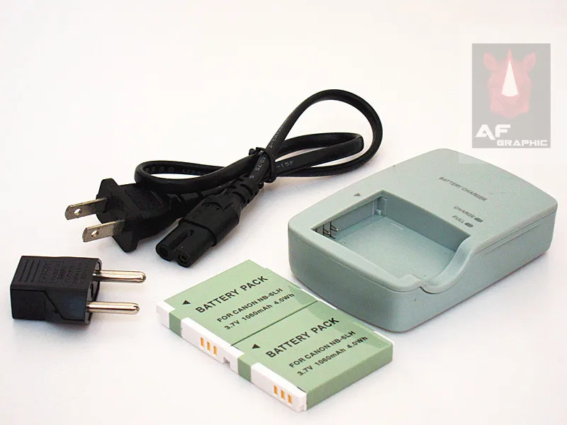 B39s TWO Battery Pack NB 6LH 3.7v 1060mAh and Battery Charger for Canon