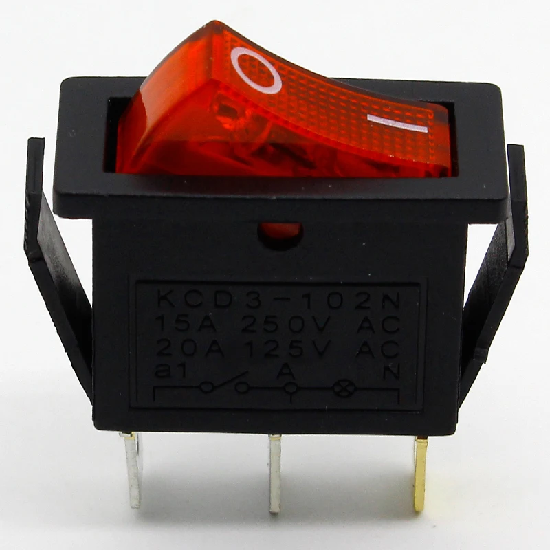 5 шт./лот красный светодиод 3PIN SPST ВКЛ./ВЫКЛ. G132 рокер переключатель 15A/250 В 20A/125