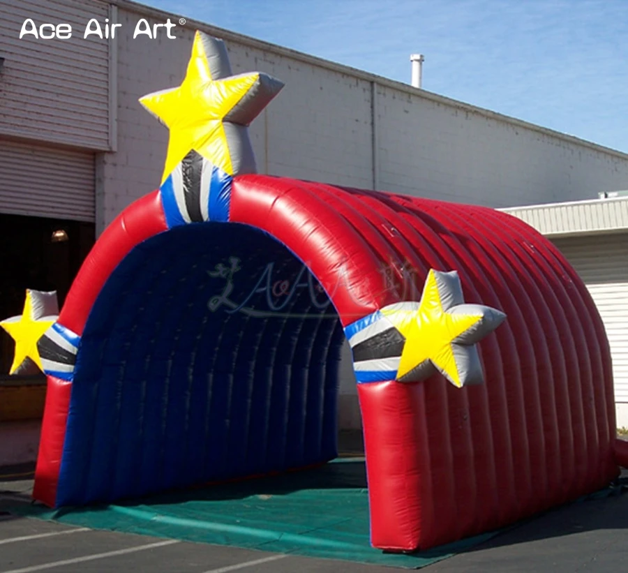 

Customized outdoor football tunnel inflatable run through entrance team tunnel stage tent with stars for sport events