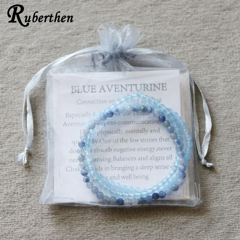 Ruberthen синие браслеты с авантюрином модный селестин браслет натуральный мини браслет с драгоценным камнем Прямая поставка