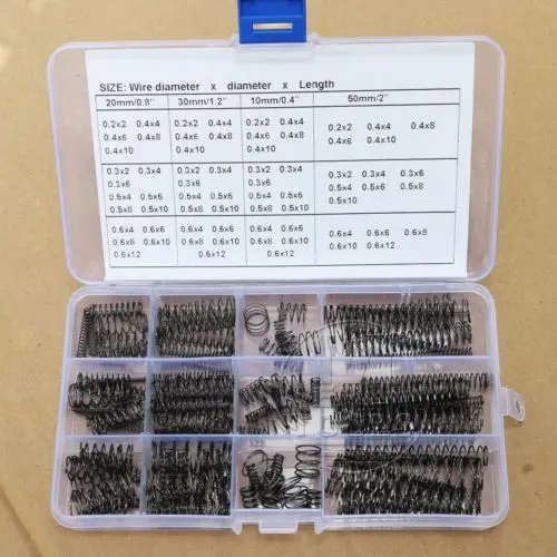 136 Pcs Wire dia 0.2 - 0.6mm OD 2-12, 68 Value Steel Compression Springs Kit PKG