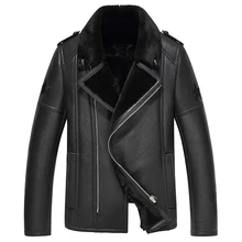 Замши овчины пальто мех один кусок куртки натуральная кожа зимние мужские меховой моды пальто Феникс