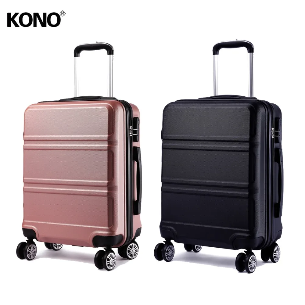 

KONO 2 Pieces Rolling Luggage Suitcase Travel Bag Carry onTrolley Case Hardside ABS 4 Wheels Spinner Lightweight 28 Inch K1871L