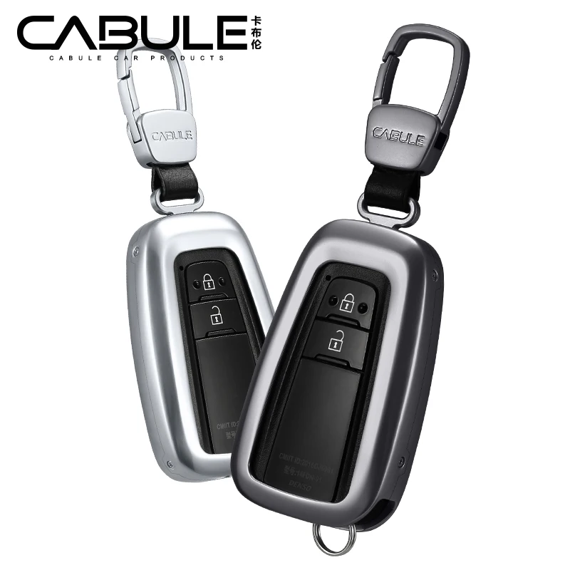 1 Set Luxury Aluminum Alloy Key Shell + Chain Rings Car Protective Case Cover Skin Holder For Toyota Camry Prado RAV4 2018 | Автомобили и