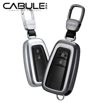 

1 Set Luxury Aluminum Alloy Key Shell + Key Chain Rings Car Protective Case Cover Skin Holder For Toyota Camry Prado RAV4 2018