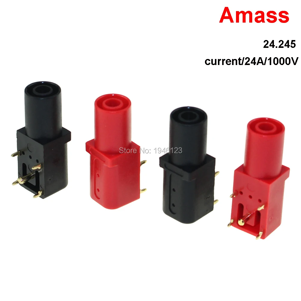 Amass Банановая розетка из чистой меди с золотым покрытием 24 245 дюйма 4 мм 90 градусов