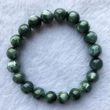 Высокое качество натуральный зеленый Серафинит стрейч отделка мужской браслет круглые бусины 10 мм 05152