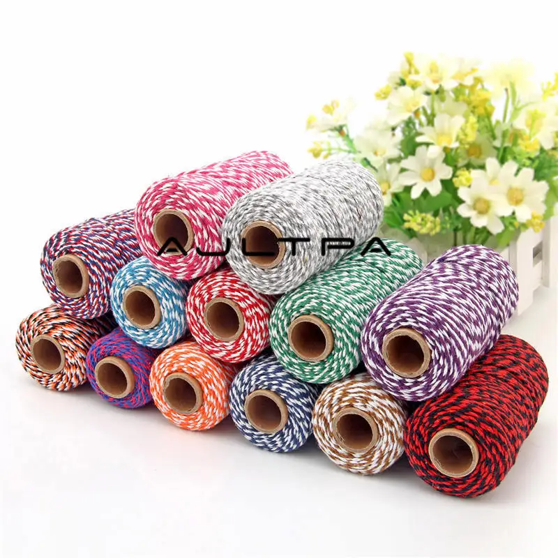 

250Pcs 2mm Colourful Cotton Cords Double-color Bakers String Rope Twine DIY Crafts Plant Gift Packing Decor Apparel Wrapping