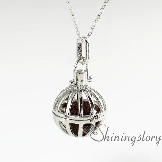 

openwork bird cage volcanic stone aromatherapy necklace wholesale aromatherapy inhaler necklace oil diffuser essential oi