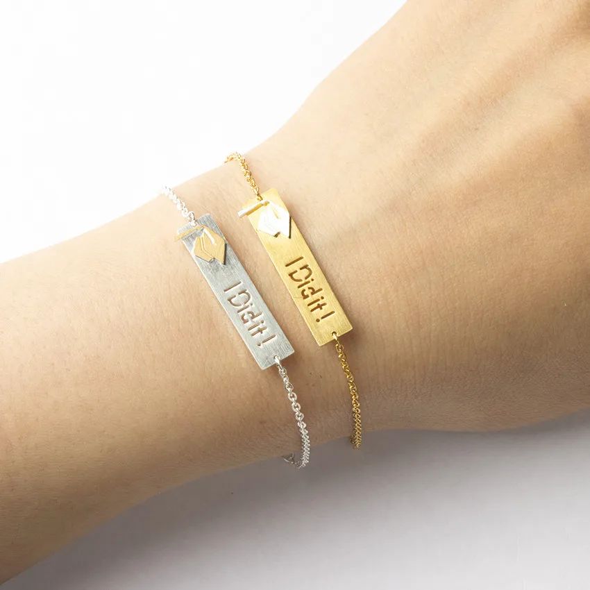 

2017 Charm Chic I Did It Bracelets Inspirational Mantra Jewelry Dr. hat Bar Bracelet Graduation Teacher Student Souvenir Gifts
