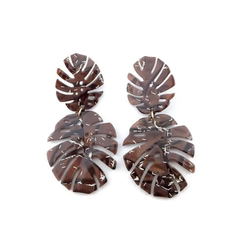 

Fashion Vintage Jewelry Personality Women Long Acrylic Leaf Earrings