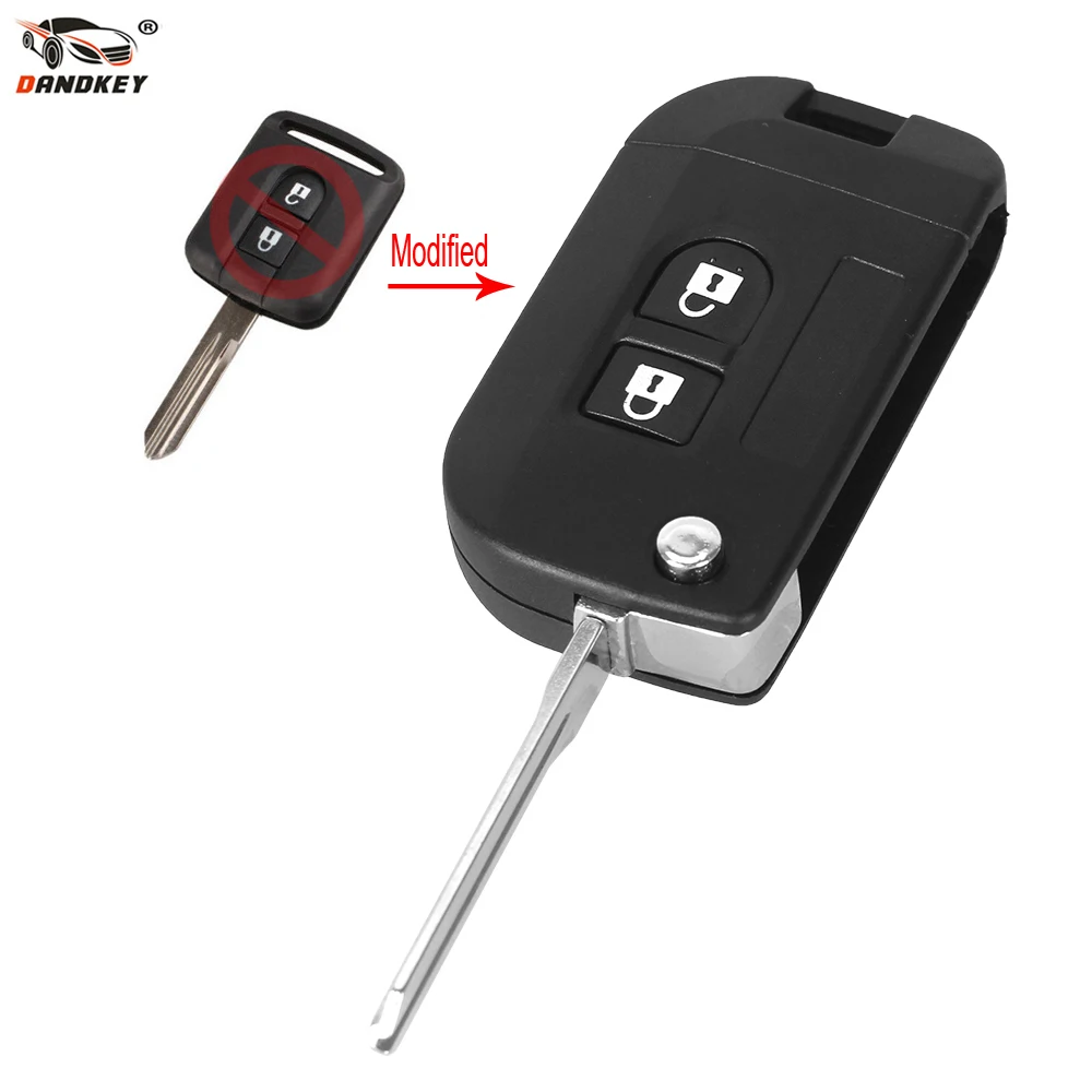 Складной чехол DANDKEY для автомобильного ключа с 2 кнопками Nissan Micra Xtrail Qashqai Juke