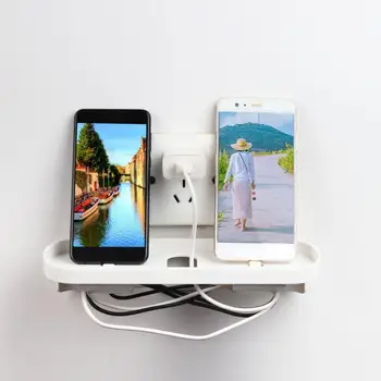 

1 PC 25.5cm x 5.5cm x 11cm Compact Mobile Phone Charge Adapter Wall Holder ABS Storage Rack Shelves Organizer Accessary