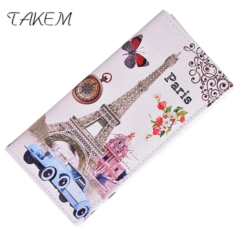 TAKEM PU Leather Women hasp Long Eiffel Tower Wallet Purse Female Wallets Purse Card Holder coin cash bag Portefeuille femme TAKEM PU Leather Women hasp Long Eiffel Tower Wallet Purse Female Wallets Purse Card Holder coin cash bag Portefeuille femme