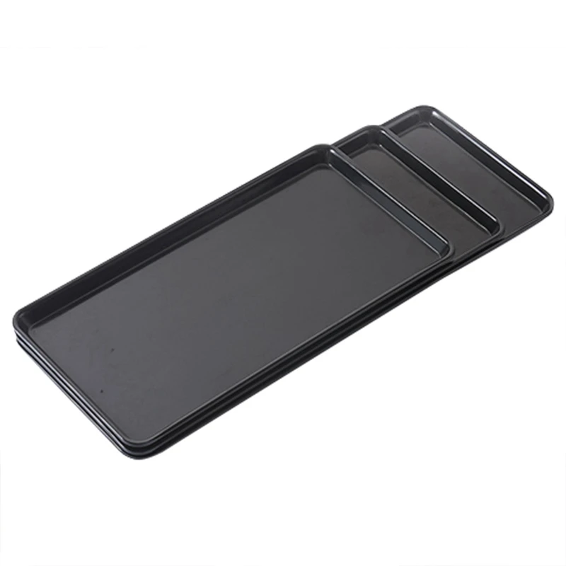 Plastic Fast Food Tray Restaurant Serving Trays For Tea/Cake Kitchen Bar Dinnerware European Hotel Long Plate Dessert Cake Tra - Цвет: Black