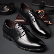 Hot Sale Men’s Flats Shoes Men Business Dress Genuine Leather Flat Shoes Brand Mens Loafers Oxford Shoes For Men Wedding Shoes