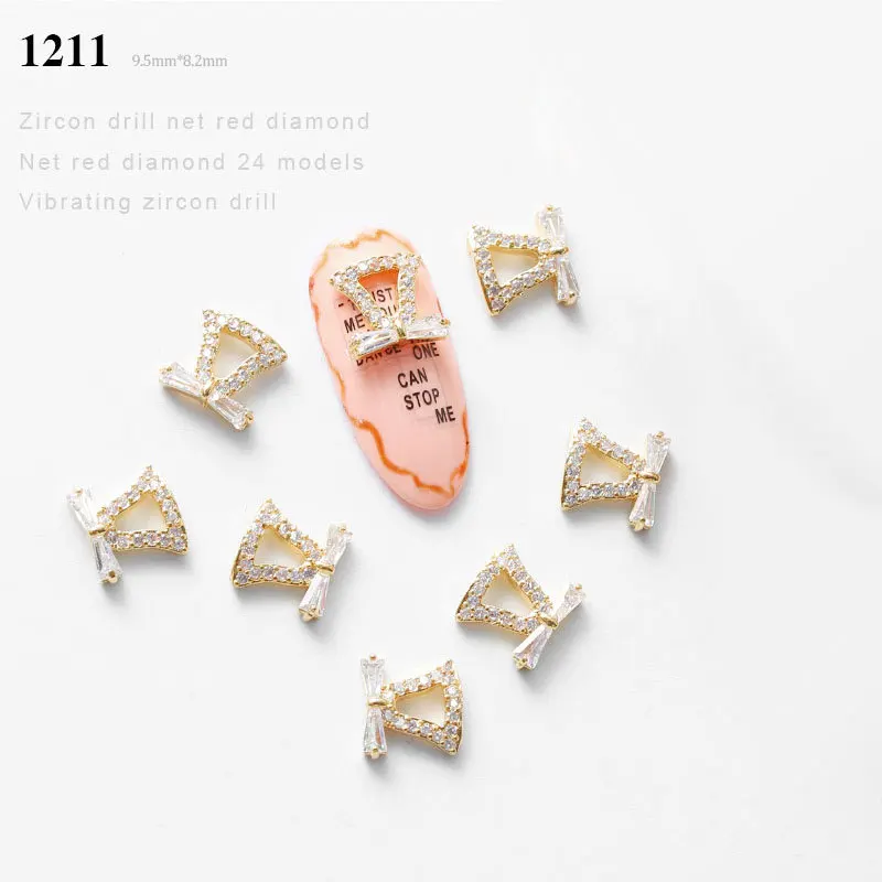 3D Nail Art Decoration Zircon Nails Rhinestone Tassel/Heart/Wing/Chain Nails Jewelry Top-level Long Nail Charms Ornaments - Цвет: S04039