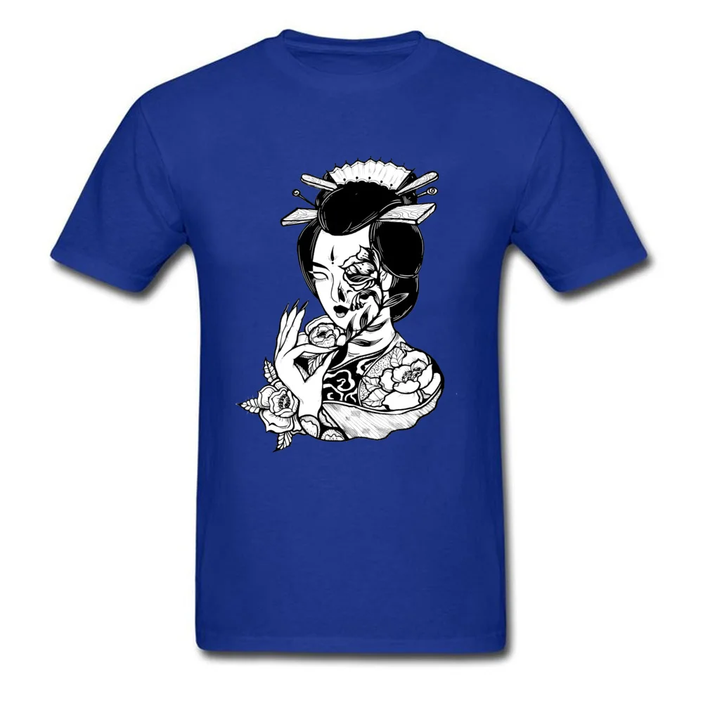 Custom Geisha004 T Shirt for Men Latest Fall O Neck Pure Cotton Short Sleeve T-Shirt Casual T-shirts Free Shipping Geisha004 blue
