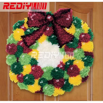 

Latch Hook Rug Kits Unfinished Crocheting Tapestry 3D Yarn Needlework Cushion Sets for Embroidery Carpet Merry Christmas Mat