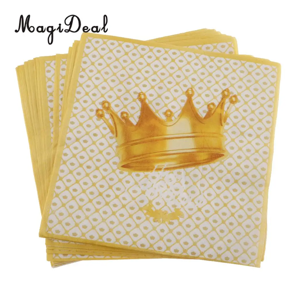 Buy MagiDeal 20pcs Golden Crown Disposable Serviettes