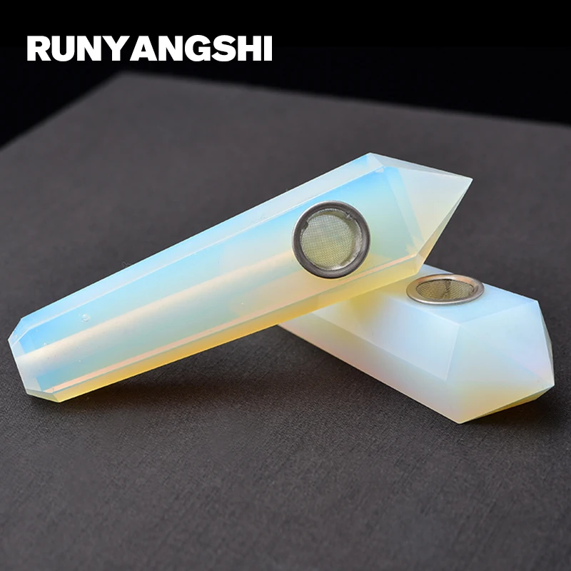 

Man-made Crystal Smoking Pipe with Strainer Quartz Stone 1 Pc Opal Healing Smoke Pipe High Quality Runyangshi YD32