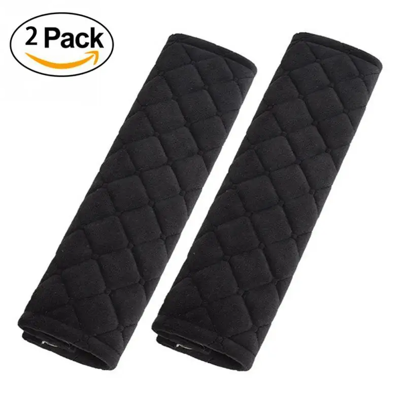 2 pcs Car cotton Baby Safety belt for Car Shoulder Protector car-styling girdled pad on the seat belt cover safety belts pillow - Название цвета: Черный