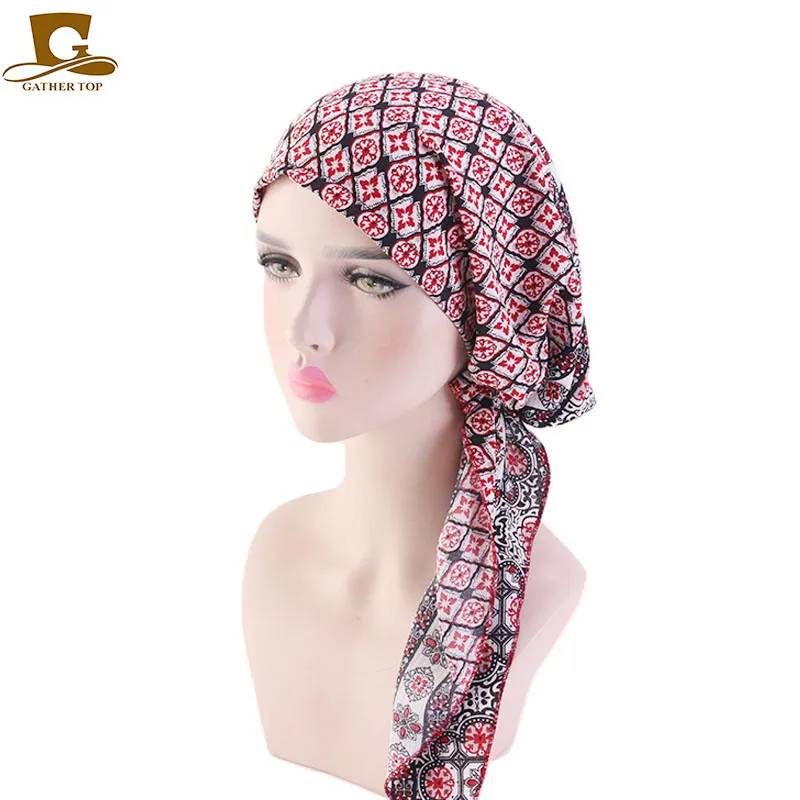 Bonnet Turban Noeud Camouflage Imprimé Turban Chimio Musulman Femme Lunji