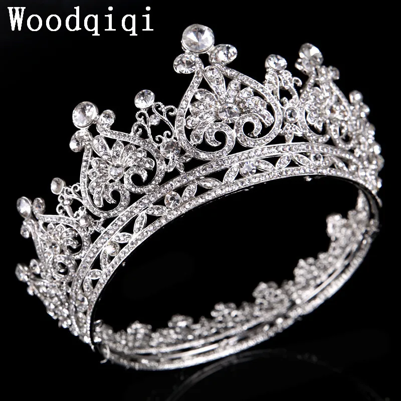 

Woodqiqi Luxury Large Wedding Silver Crystal Bridal Tiaras