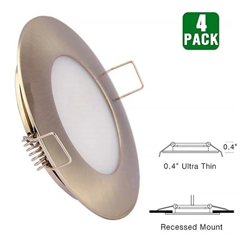 Topoch потолок светодиодные фонари 4 пакет DC12V 3 W Матовый Никель встраиваемые купола