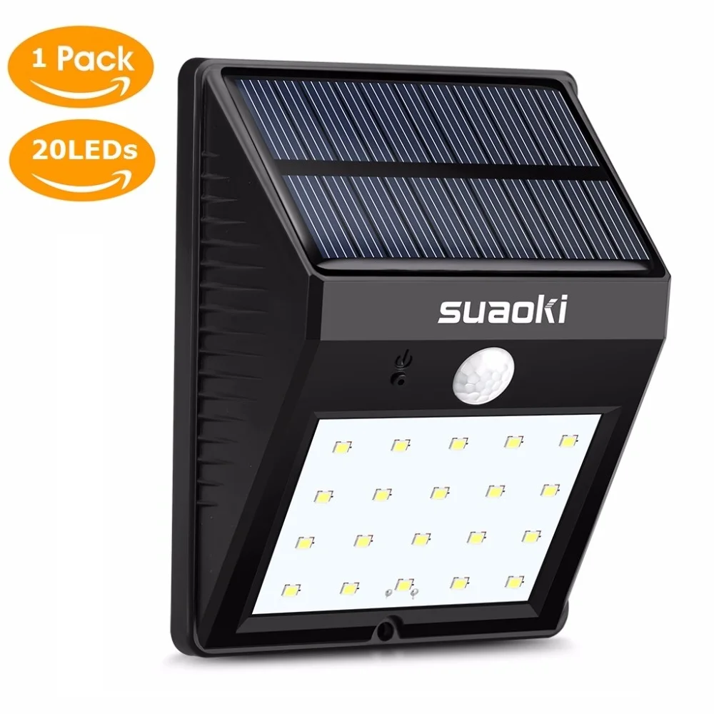 Suaoki Solar Powered Light 20 LED Waterproof IP65 Sense Light Infrared