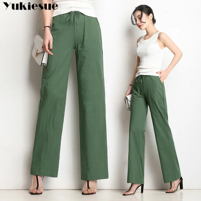 streetwear cotton and linen wide leg pants for women trousers women's pants capris casual straight pants female Plus size 4XL
