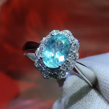 

Paraiba Tourmaline Ring 0.83ct Pure 18 K Gold Natural Paraiba Tourmaline Gemstones Diamonds Female Rings for Women Fine Ring