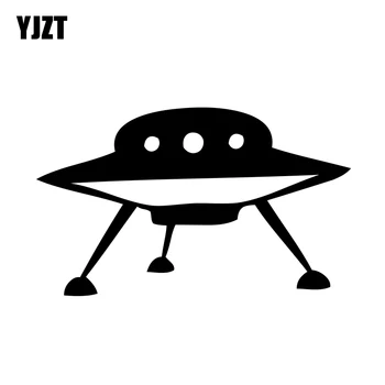 

YJZT 12.9CM*7.8CM UFO Spaceship Vinyl Decal Car Sticker Black/Silver C3-0483