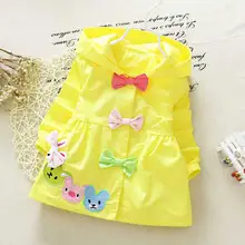 Mode Automne Enfants Occasionnels Filles Arc Bande Dessinée Ours À Capuchon Survêtement de Cardigan Manteau Fille Veste Trench Manteau Casaco S3746