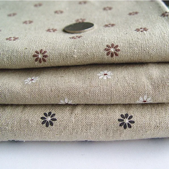 7pieces natural linen fabric square DIY craft fabric 50cm*50cm/piece daisy/cherry/newspaper/rose design free shipping B2017999