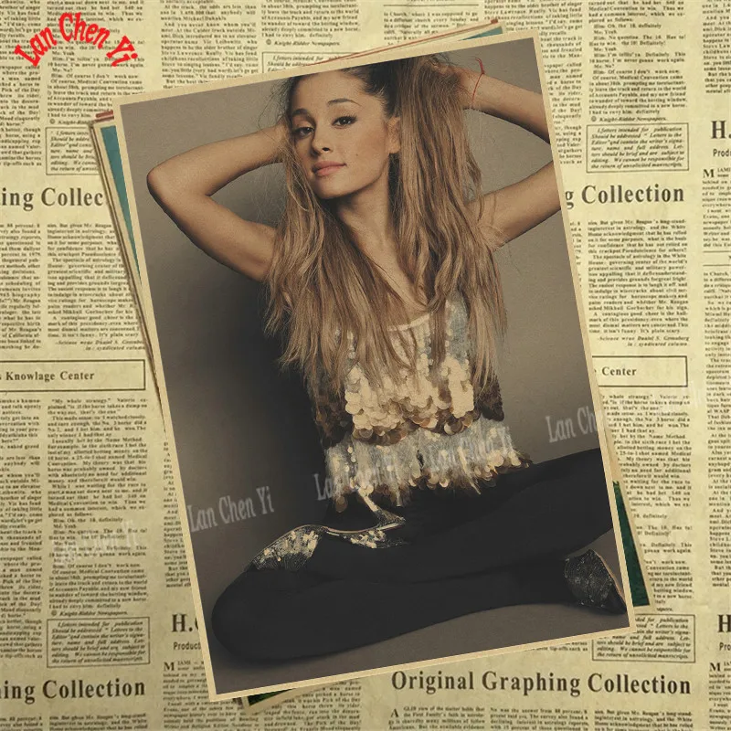 Ariana grande Pop Music Girl Star Kraft Paper Poster Wall Pictures For Living Room Home Decoration Decor