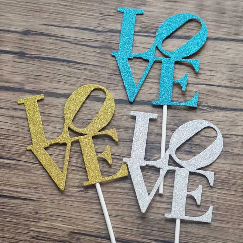 

2018 New LOVE Cake Toppers Personalized Wedding Cake Topper Engagement Cake Decoration Cupcake Stand Glitter