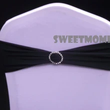 200 черный Лидер продаж полос спандекс/лайкра Группа свадьба с пряжкой для свадьбы Чехлы для стульев полосы с круглым стразами