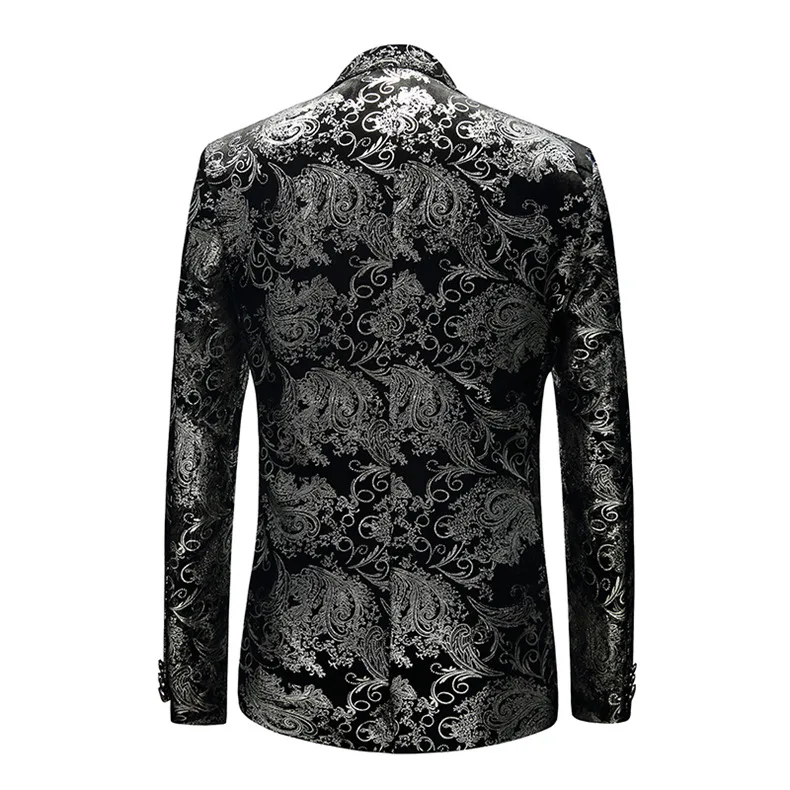 Blazer de veludo de luxo masculino paisley