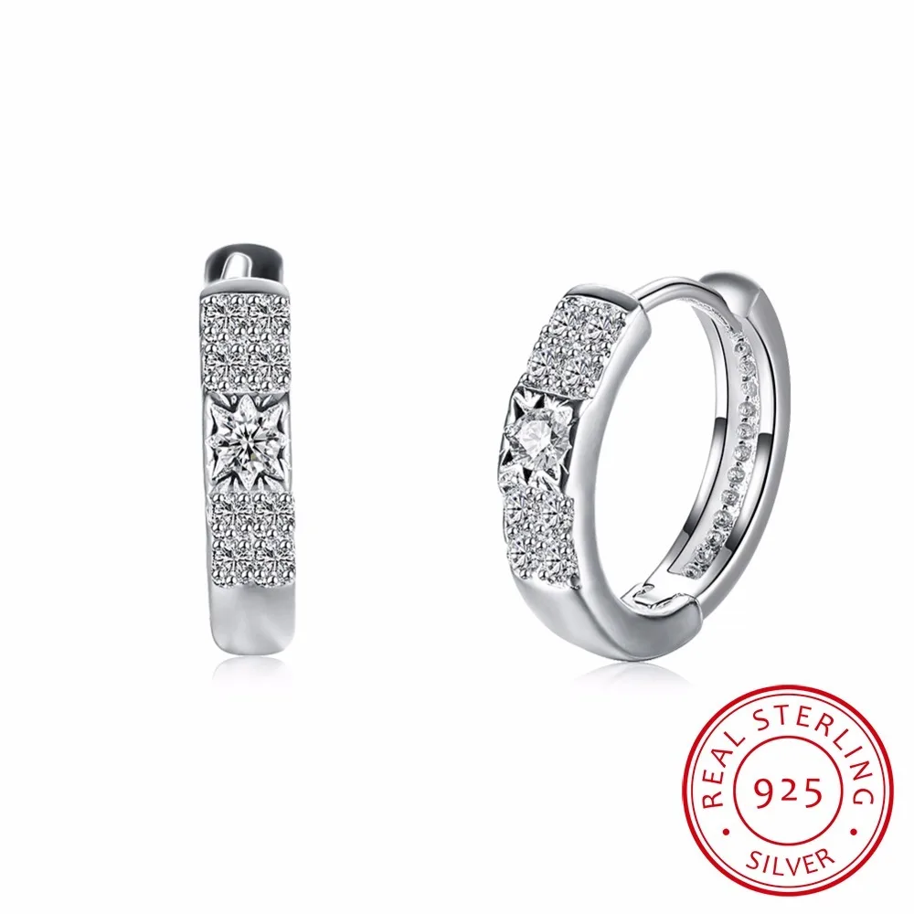 Серьги-кольца женские из серебра 925 пробы с фианитом | Украшения и аксессуары