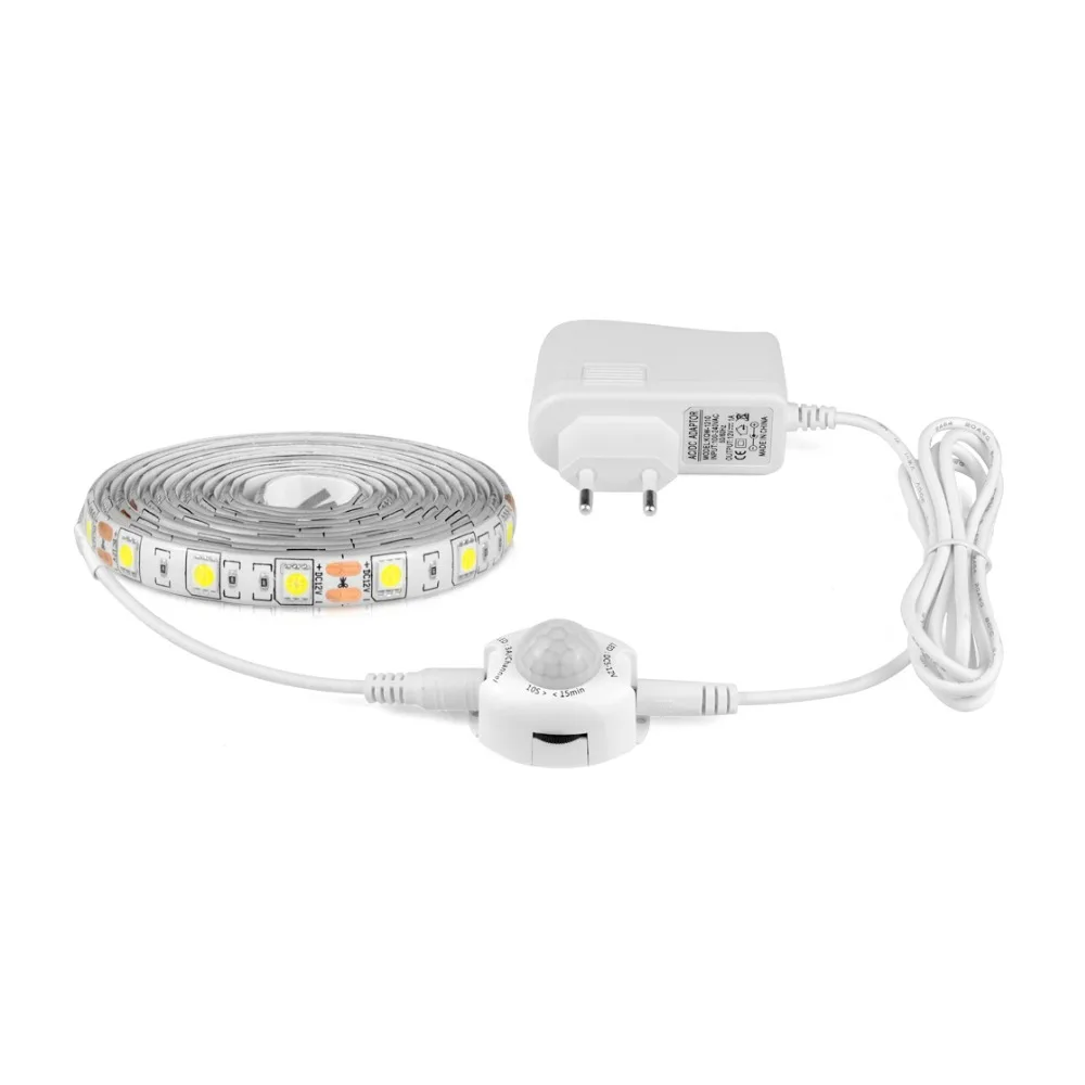 

LED Under Cabinet light Wireless Motion Sensor LED Strip 5050 1M 2M 3M 4M 5M Bed Night light With 110V-220V to 12V Power Supply