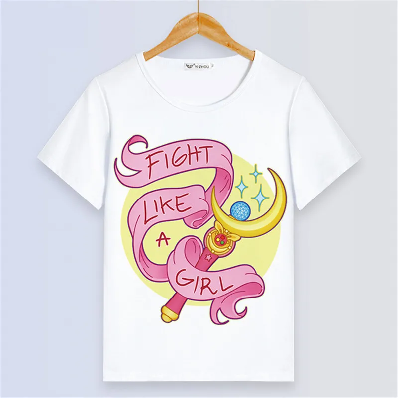 Сейлор Мун Сексуальная Женская белая футболка Kawaii Luna Cat Painting Femme Футболка с