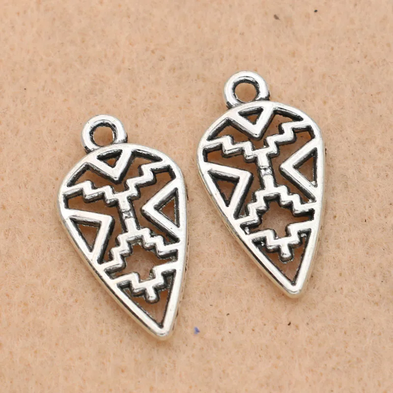 

KJjewel Tibetan Silver Plated Heart Face Charms Pendants for Earrings Bracelets Jewelry Making DIY Accessories 13x24mm