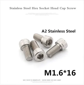 

100pcs/lot DIN912 M1.6*16 Stainless Steel A2 Hex Socket Head Cap Screw