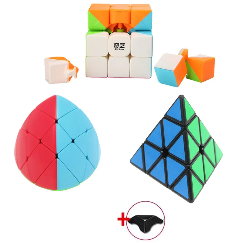3 PCS Magic Cube 3x3x3 магический паззл куб детский игрушечный волшебный кубик обучающий Развивающий Пазл скорость magico Cubo выпуклая Пирамидка куб - Цвет: 3 PCS Magic Cube