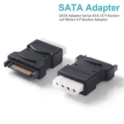 2 шт./лот 15Pin SATA, серийный выпуск ATA Stecker auf Molex IDE 4 Pin Weiblichen MF Festplatte адаптер питания кабель Linie