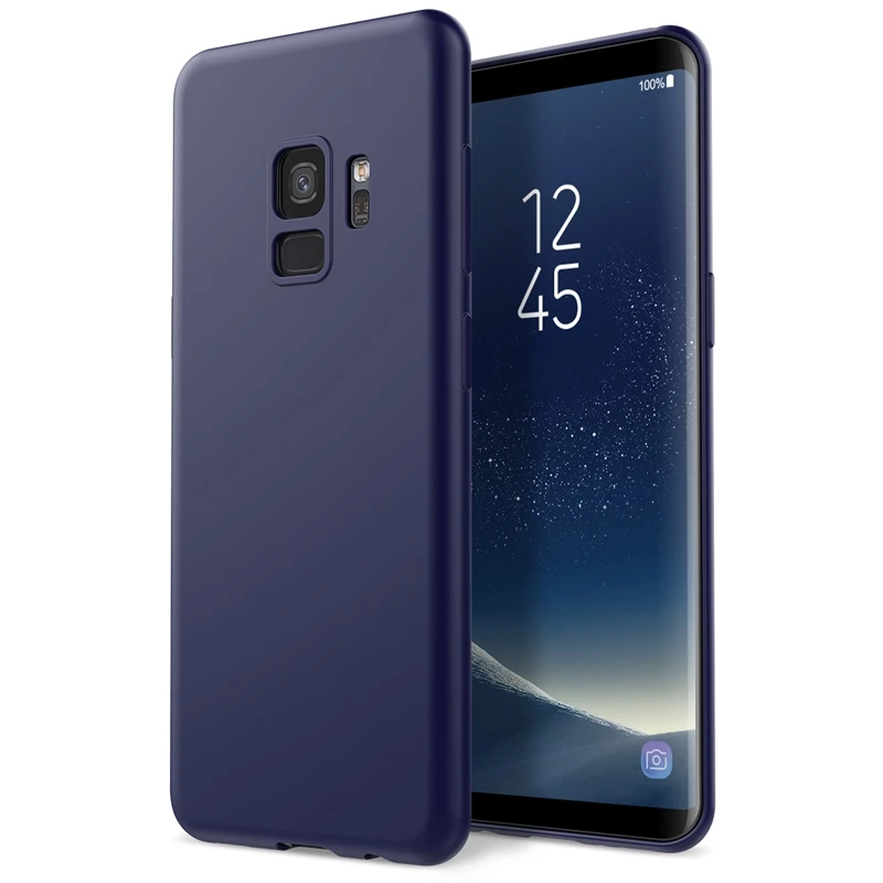 GrandEver мягкий карамельный простой чехол для Samsung Galaxy S9 plus однотонный черный