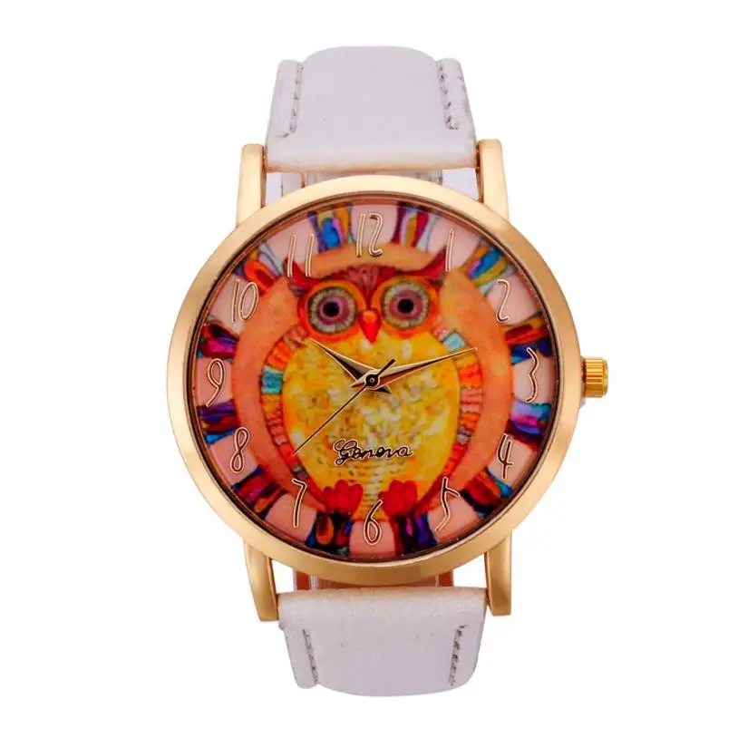 

Fashion Design Owl Pattern PU Leather Band Analog Quartz Vogue Watch Creative